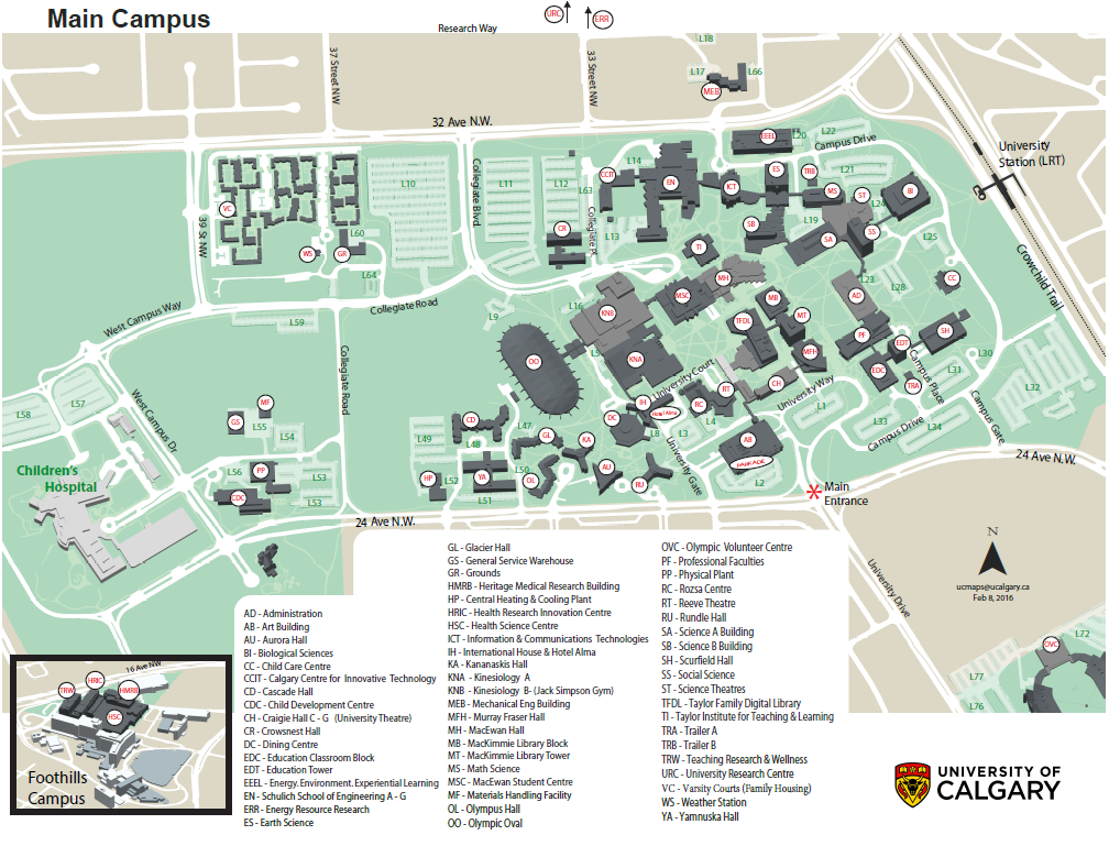 University of Calgary Map
